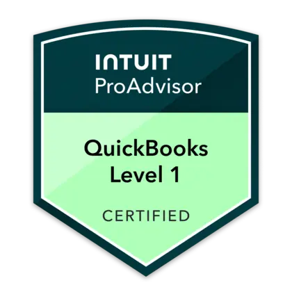 Intuit ProAdvisor QuickBooks Level 1 Certified badge